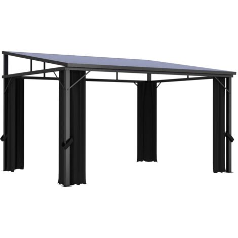 Pavillon mit Vorhängen 405x294x244 cm Anthrazit vidaXL