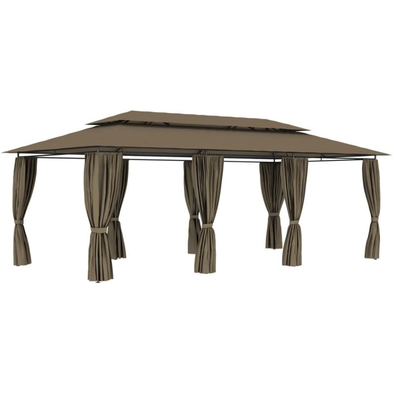 Vidaxl - Pavillon mit Vorhängen 600x298x270 cm Taupe 180 g/m²