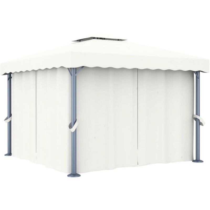 Pavillon Mit Vorhang 3x3 M Cremeweiß Aluminium Vidaxl