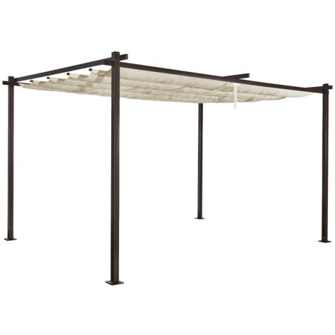 Pavillon Pergola LUXOR LIGHT 3x4m beige-anthrazit Schiebedach