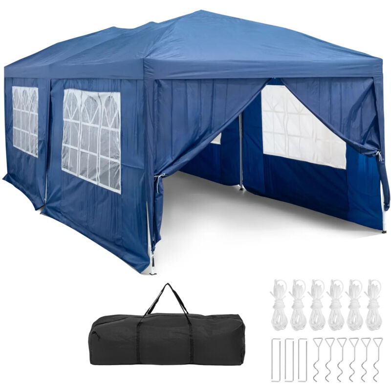 Pavillon pliable avec toit et parois latérales 2,95 x 5,9 m Bâche imperméable