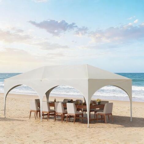 Pavillon pliant 3x6m avec 6 panneaux latéraux, hauteur réglable, imperméable, protection UV, tente de réception avec sac de transport