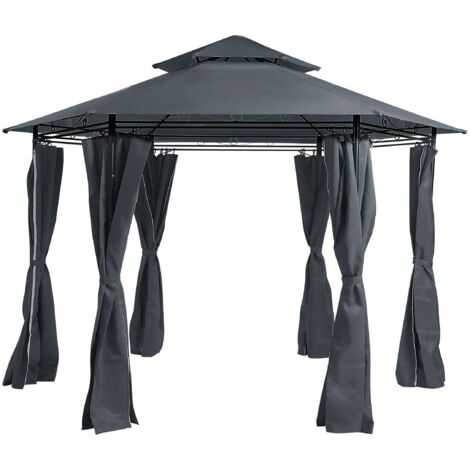 Pavillon PORTEL Metall 350 cm 350 cm Graphitgrau