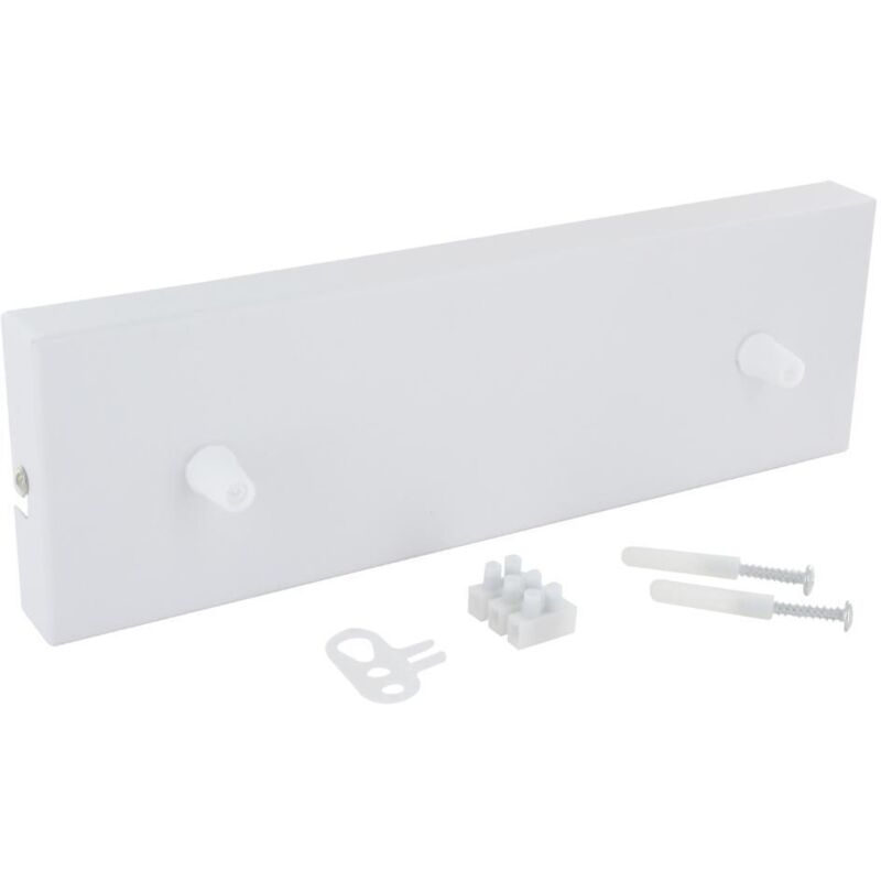 Chacon – Pavillon rectangulaire métallique blanc – Dimensions 300 x 95 x 25 mm – Pour luminaires suspendus personnalisés – Style industriel ou vintage