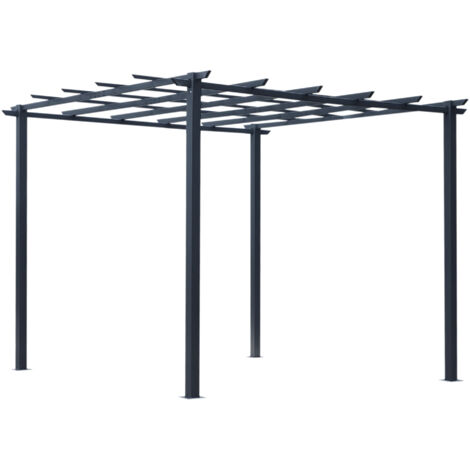 Pavillon roses arche plantation rose jardin treillis métal étanche noir, 2,97x2,95x2,3 m