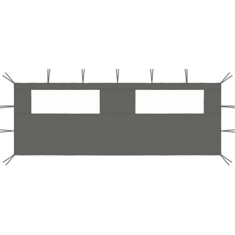Pavillon-Seitenwand mit Fenstern 6x2 m Anthrazit