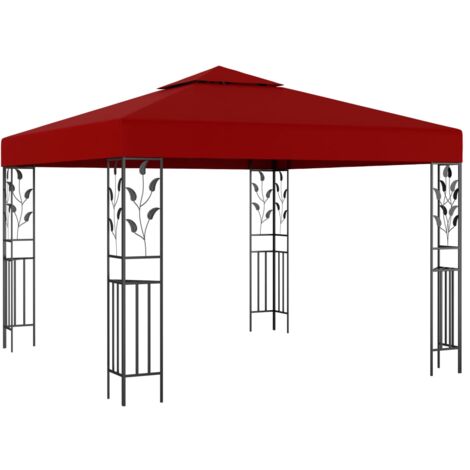 Pavillon,Familienzelt,Zelt für Camping/Markt/Festival,Gartenpavillon 3x3 m Weinrot XDGN617987