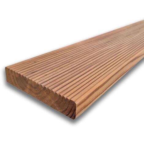 Pavimento in legno termotrattato da esterno 200 cm, sezione 11,7x2,5 cm
