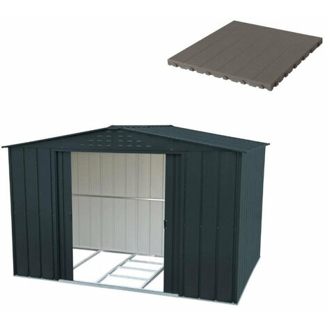 Pavimento per Casetta Box da Giardino 322x233x209 cm in Plastica Grigio