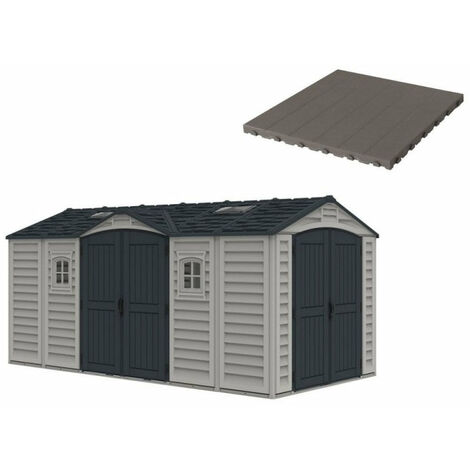 Pavimento per Casetta Box da Giardino 476x246x235 cm in Plastica Grigio