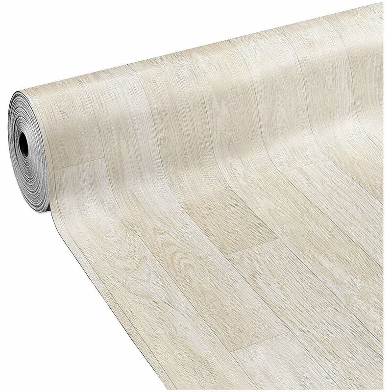 Pavimento Rivestimento Pvc Al Metro H100 Su Misura Resistente Flessibile Design - Legno Chiaro Bianco (c)