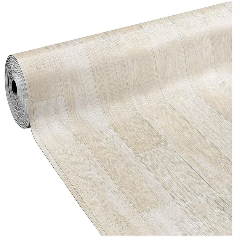 Pavimento Pvc Rivestimento Rotolo Vinile 31 Misure Design Legno Chiaro Beige Bianco Dis c - 100x400 cm