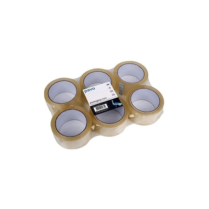 Pavo - lot de 6 rubans adhésifs d'emballage transparent