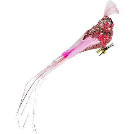 Pavone rosa per albero di Natale - uccelli e decorazioni per albero di Natale 30 cm