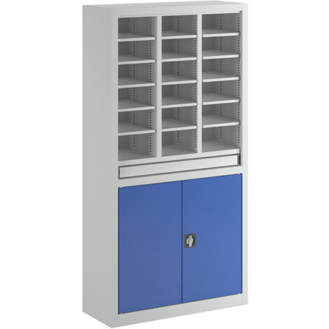 Pavoy, Poste de tri, avec armoire à porte battante, gris clair