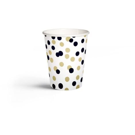 PAW - Bicchieri Carta (250 ml) I 10 Pezzi I Bicchieri Compleanno - Classico, Elegante, Argento, Nero I Bicchieri Carta Colorati I Realizzato con Materiali Biodegradabili al 100% I Confetti