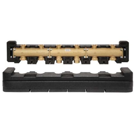 PAW Modulverteiler Verteilerbalken 3-fach DN25 1" isoliert MV 3, 830mm erweiterbar 34133