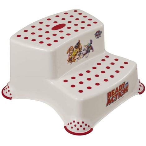 Paw Patrol - Tabouret / rehausseur à 2 niveaux pour enfants de 3 à 14 ans environ, fonction antidérapante, blanc