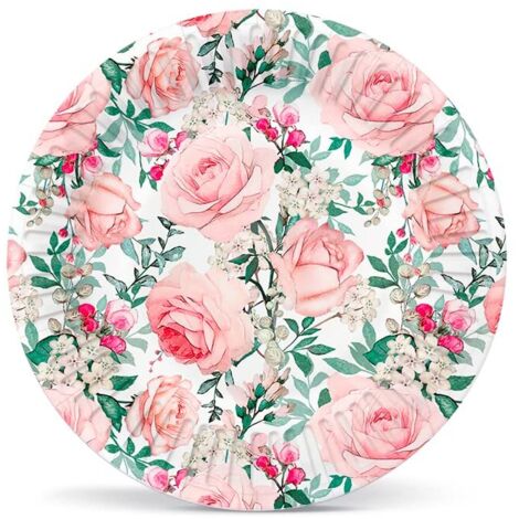 PAW - Piatti Carta Compleanno (18 cm) I 10 Pezzi I Piatti Usa e Getta - Rose, Classico, Elegante I Piatti di Carta per Feste, Vacanze, Matrimoni I 100% Biodegradabile I Colore: Gorgeous Roses