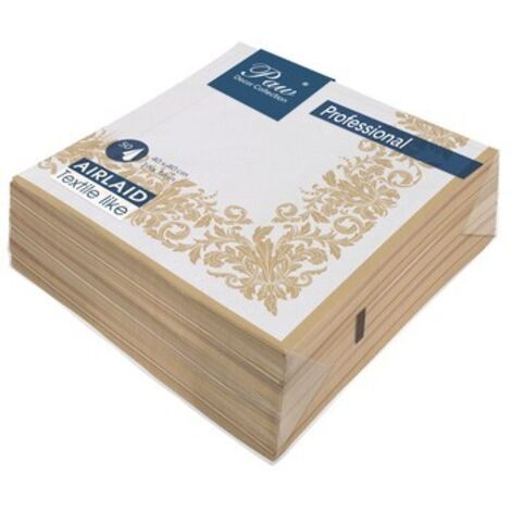 PAW Professional Dinner Serviette Golden Ornament, 1-lagige Servietten 40x40cm, 1/4-Falz, 50 Stück pro Packung. Hergestellt aus AIRLAID