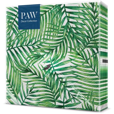 PAW - Tovaglioli di Carta Colorati (33 x 33 cm) I 20 Pezzi I Tovaglioli Compleanno I Foglie Tropicali I 3 veli I Tovaglioli di Carta Decorati per Compleanni e Feste - Tropical Leaves