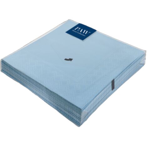 PAW Unicolor Azurro Servietten, 3-lagig, 33 x 33 cm, 1/4 gefaltet, 20 Stück pro Packung