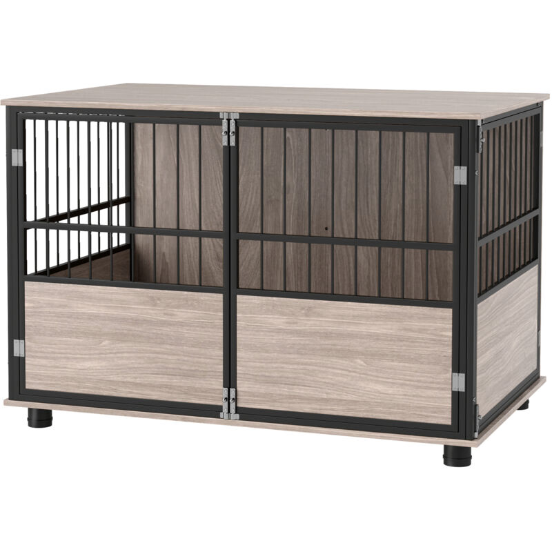 Pawhut - Dog Crate Furniture Dog Cage End Table Indoor w/ Doors, Cushion l