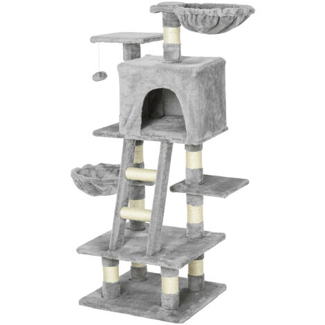 main image of "PawHut 120cm Multi-Activity Cat Tree w/ House Baskets Ladder Scratch Post Grey"
