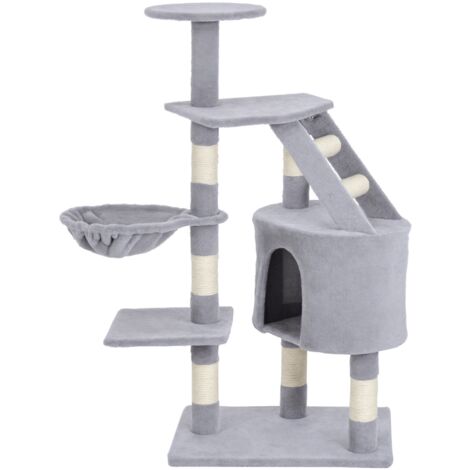 PawHut 125cm Cat Tree for Indoor Cats, Kitten Scratching Post, Grey
