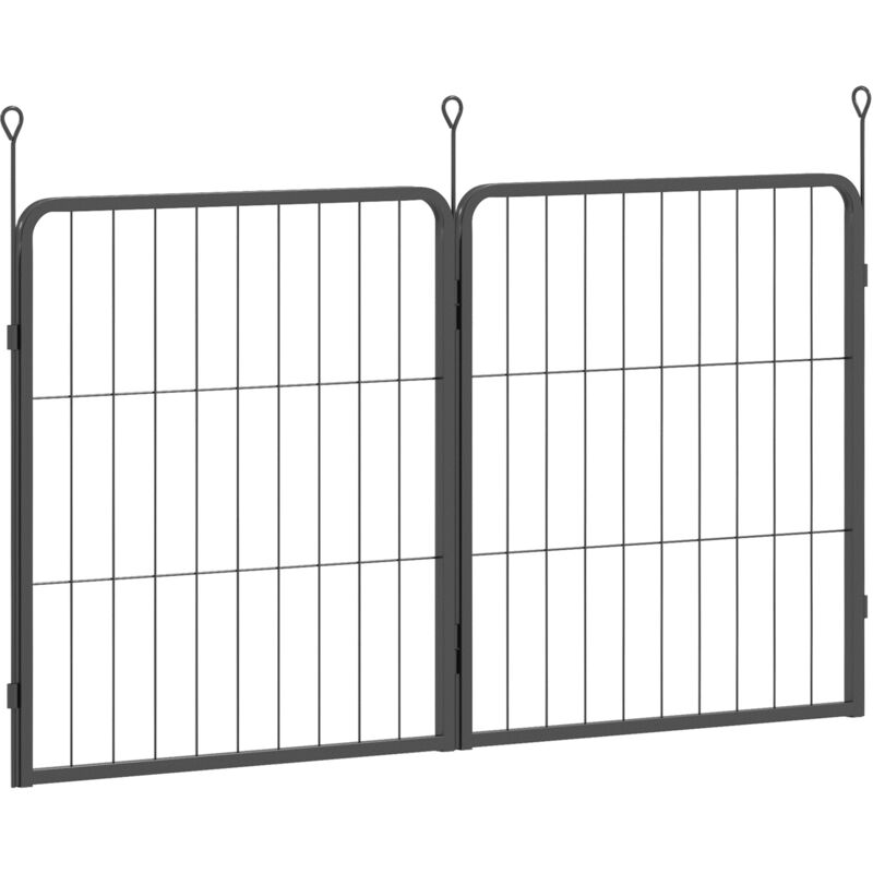 Pawhut - 2 Piece Expansion Pack Dog Pen for Small Dogs, 60cm Tall, Black