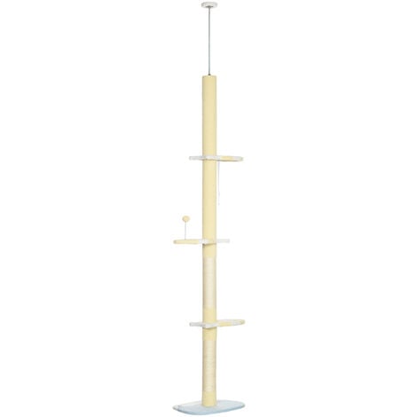 PawHut 260cm Height Adjustable Floor-To-Ceiling Cat Tower w/ Anti-Slip Kit