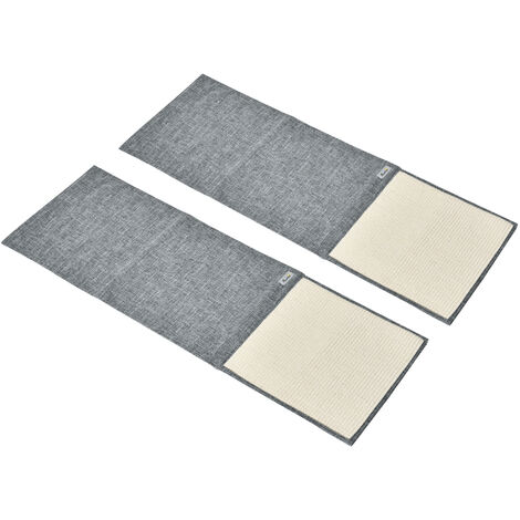 PawHut 2er Kratzmatte Kratzschutz Sofa Sisal Kratzteppich für Katze Sessel Couch Katzenkratzmatte Grau 130 x 45 x 0,3 cm
