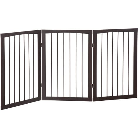 PawHut 3 Panel Pet Gate Wooden Foldable Free Standing Safety Gate