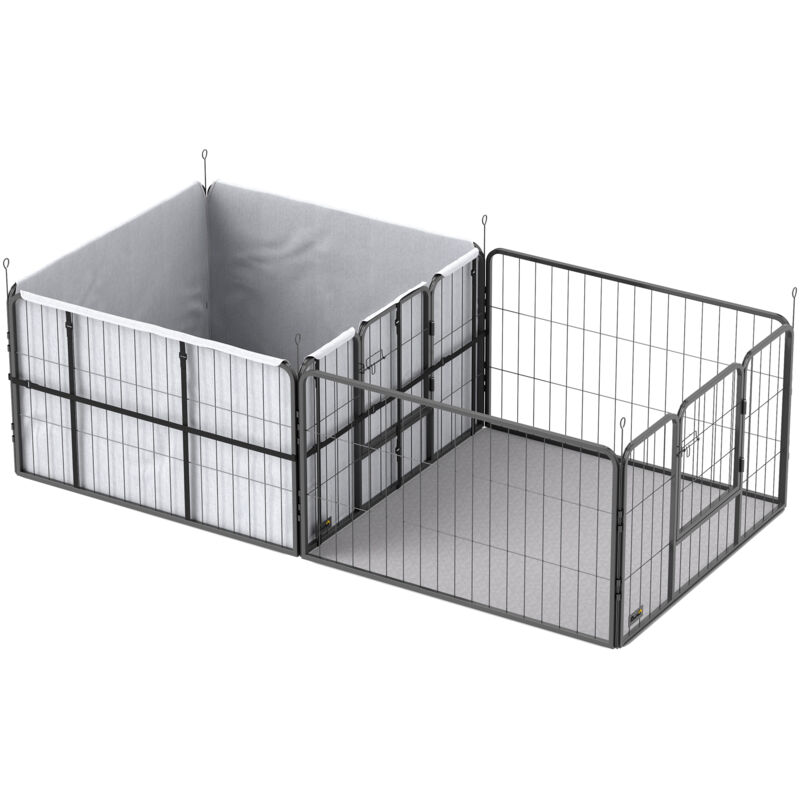 Pawhut - 7 Panel Whelping Box for Dogs, Dog Playpen with Whelping Pads
