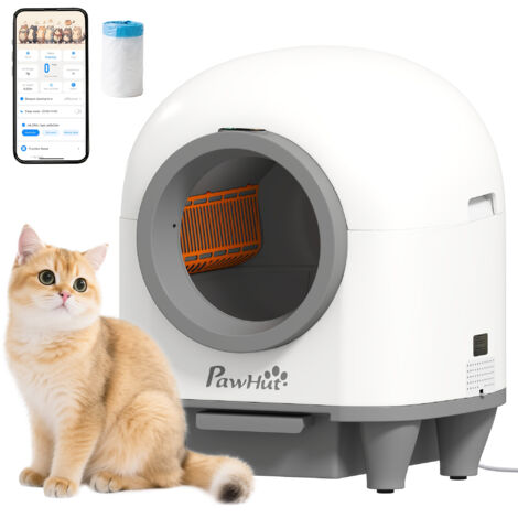 PawHut 80L Self Cleaning Cat Litter Tray with APP Control Safety Protection