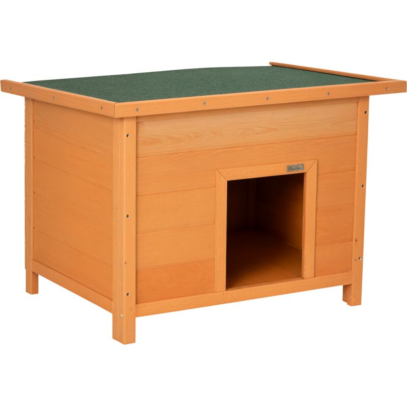 Pawhut - 82cm Elevated Dog Kennel Wooden Pet House Outdoor with Open Top