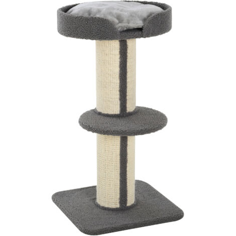 PawHut 91cm Cat Tree, Cat Tower with Scratching Post, Bed, Perch, Removable Cushion for Indoor Kittens, Grey