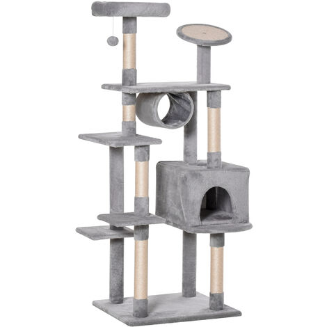 PawHut Albero Tiragraffi a Colonna da 165cm con Graffiatoio e Trespoli