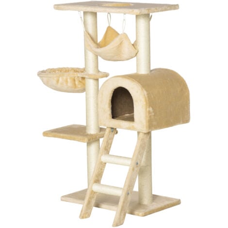 PawHut Albero Tiragraffi per Gatti Multilivello con Amaca e Casetta
