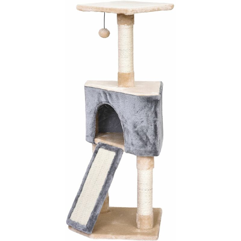 

Pawhut - Árbol Rascador para Gatos Cueva Juguete Colgante y Rampa 40x40x98 cm - Grey and Beige