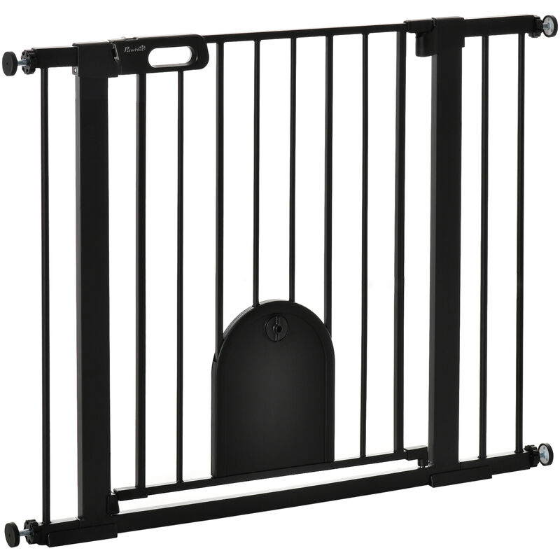

Barrera de Seguridad de Perros Mascotas para Escaleras y Puertas 75-103 cm con 2 Extensiones Cierre Automático y Sistema de Doble Bloqueo Acero