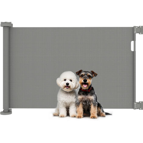 PawHut barrera de seguridad para perros retráctil 0-136 cm con interruptor de cierre red de seguridad para pasillos escaleras interiores y exteriores