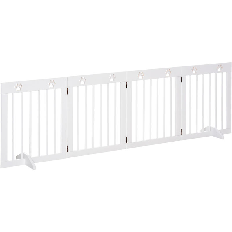 

Barrera de Seguridad Plegable para Perros Reja de Protección de 4 Paneles con Patas para Puertas Escaleras Pasillos 204x30x61 cm - Blanco