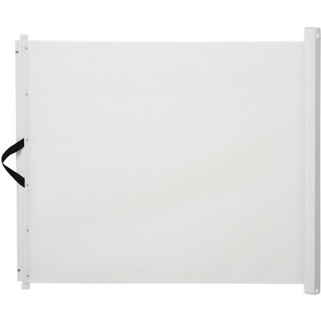 PawHut Barrière de sécurité barrière animaux rétractable automatique 1,15L x 0,83H m teslin métal blanc - Blanc
