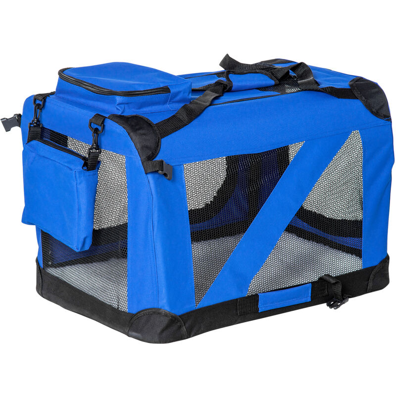 

Transportin Tubo Acero 3 Entradas + Asa y Correa Hombro Acolchado Perros Gatos - azul