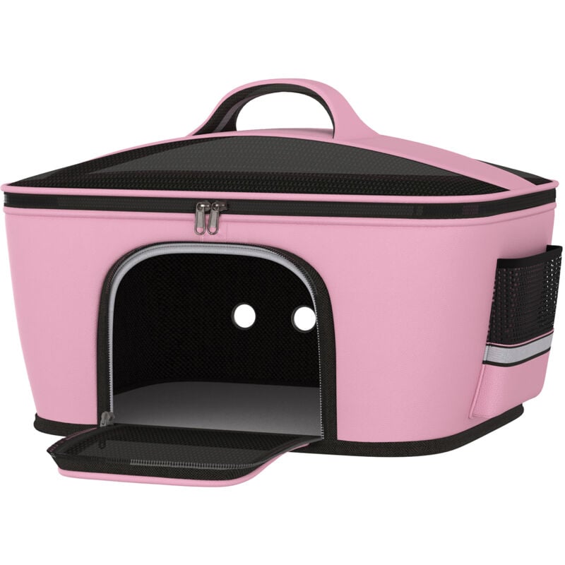 Borsa Trasportino per Cani e Gatti con 2 Porte a Cerniera 50x35x36cm Rosa - Pawhut