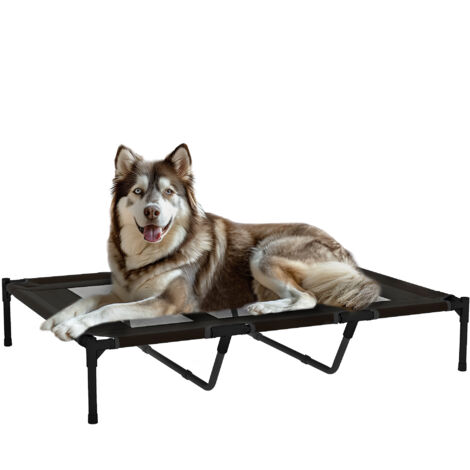 PawHut cama elevada para perros grandes cama para perros con zona de malla transpirable y bolsa de tela oxford 122x92x23 cm negro