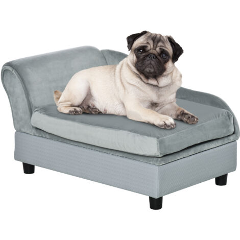 Pawhut – Canapé pour chien et chat avec coffre de rangement – Structure en bois et velours – Dimensions 76 x 45 x 41,5 cm – Confort optimal pour animaux jusqu'à 15 kg
