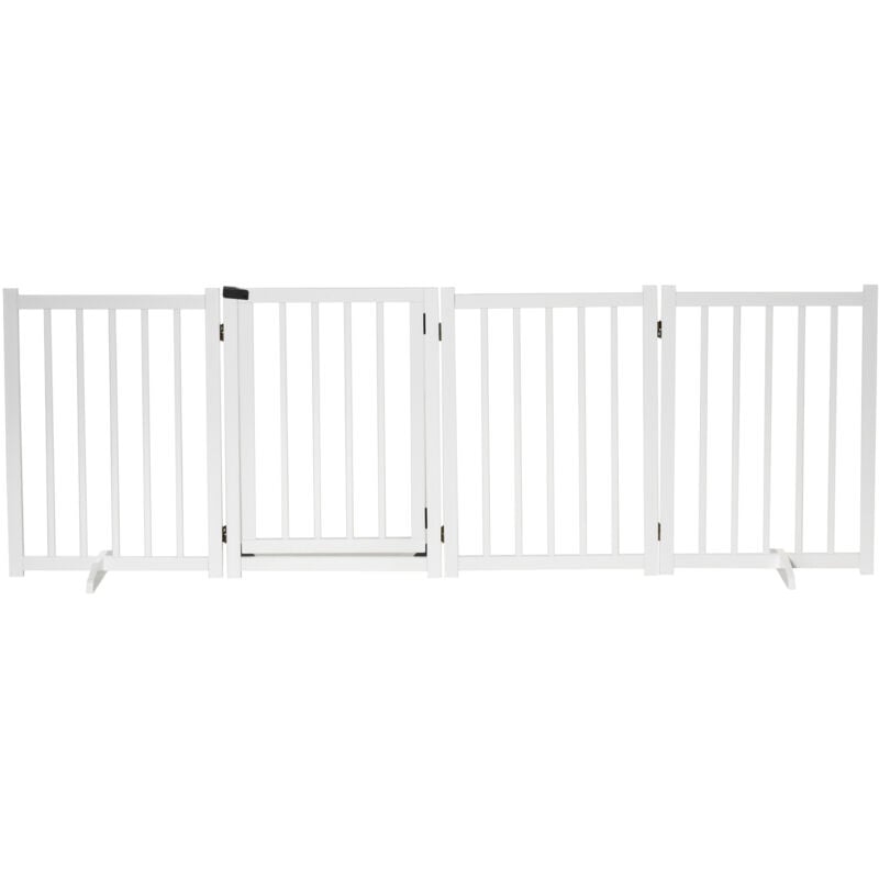 Image of Pawhut - Freestanding Pet Gate w/ 2 Support Feet for Doorways Stairs White