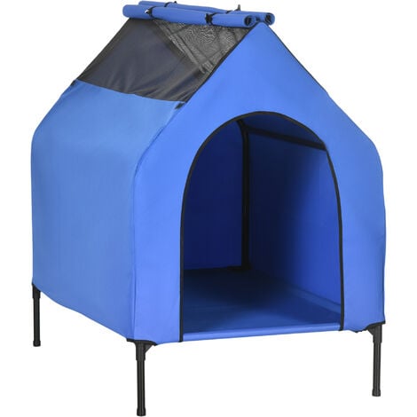 PawHut caseta para perros 130x85x121 cm cama elevada para mascotas con cubierta desmontable y ventanas de malla para perros grandes y extra grandes